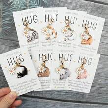 8pcs Cute Cartoon Cat Keychains With Small Pocket Hug Cards, Pet Keychains, Car Key Fobs, Perfect Gift For Animal Cat Lovers, Ideal For Various Occasions, Birthdays, Parties, Gatherings - Multicolor - View 1