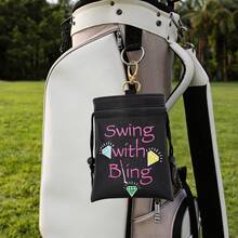 1PC Diamond Letter Design Golf Bag With Drawstring Closure, Portable And Durable Faux PU Golf Ball And Tee Storage Bag, Ideal For Golfers - Multicolor - View 9