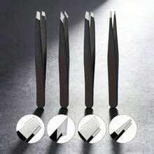 4pcs Stainless Steel High-Density Tweezers, Designed For Hair Removal, Beard Trimming And Eyebrow Shaping, Suitable For Hair Removal, Beard Trimming And Eyebrow Shaping Tool Set, All-Season Use, Durable, Essential Helper For Holidays! Must-Have For Makeup And Beauty Enthusiasts! - 4pcs - View 5