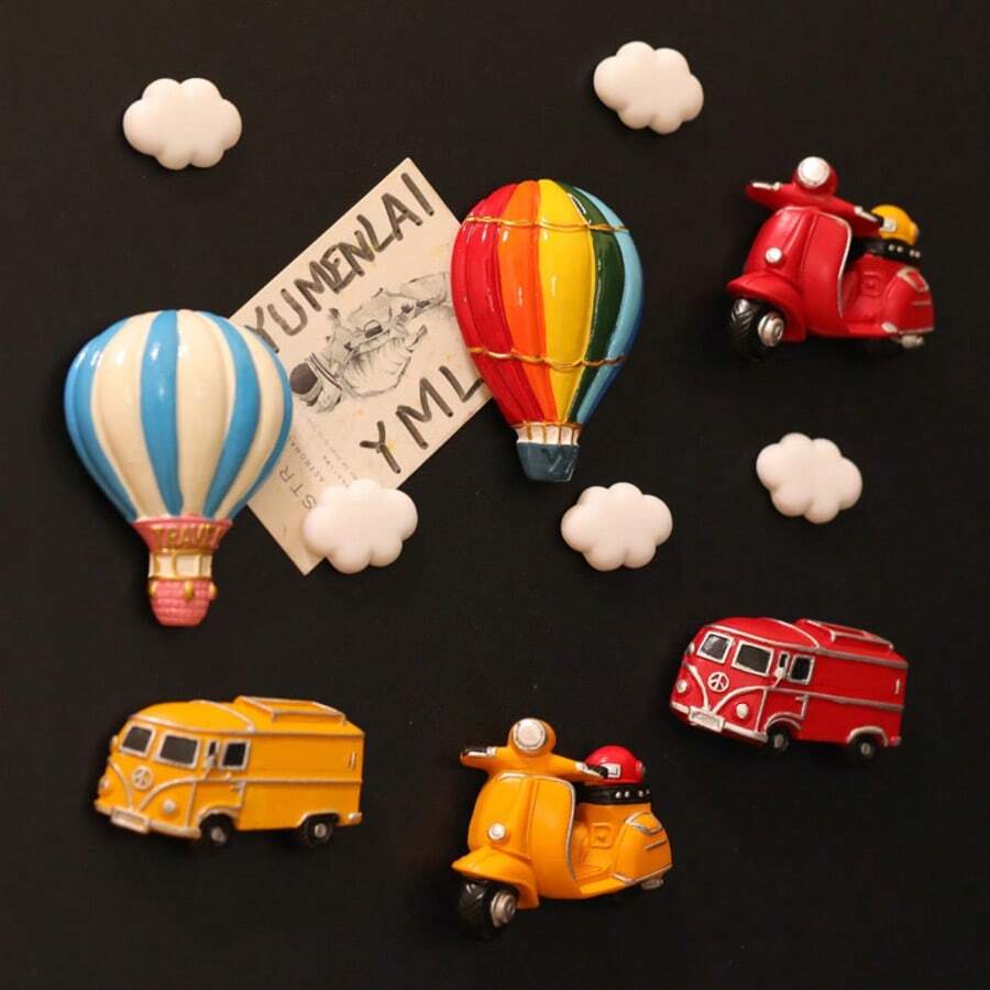 2 buah, Magnet Kulkas Mobil Kartun Kawaii - Dekorasi Dapur dan Kantor, Stiker Papan Tulis dan Kulkas - Dekorasi Rumah dan Magnet Serbaguna yang Lucu