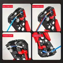 Multifunctional Cable Crimping And Stripping Tool - Automatic Wire Cutter And Stripper, Suitable For Electrical Work, Black - A-Red Black - View 6