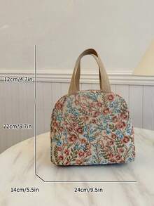Student Portable Insulated Lunch Bag, Thickened Cute Fruit Lunch Tote With Bow And Heart Pattern - Red - View 9