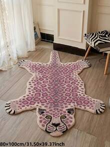 1pc Pink Purple Leopard Shaped Animal Rug - Soft, Super Absorbent, Suitable For Bedroom, Living Room Or Bathroom, Machine Washable, Bathroom Rug, Decorative Rug, Bedroom Decor, Small Rug, Carpet, Home Decor, Living Room Rug, Living Room Small Rug, Bedroom Rug, Living Room Home Decor - Multicolor - View 14