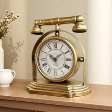 Vintage Iron Art Desk Clock, European Retro Style Desktop Clock Suitable For Bedroom, Living Room, Home Decor, Accurate Timekeeping, Ideal Housewarming Or Wedding Gift - Multicolor - View 4
