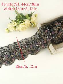 1 Yard, 2 Yard, Tersedia 9 Warna, Kain Organza Potongan Bordir Komputer Baru dengan Aksesoris Bordir, Manik-manik Tabung, Potongan Kristal, Kain Jala, Renda Bunga Gradien yang Indah, Lebar: 13cm/5.12in - A - View 14