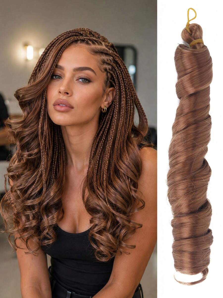 Loose Wave Spiral Curl Braiding Hair Extensions, High Temperature Ombre Pre Stretched Synthetic Crochet Hair - 彩色 - 查看 1