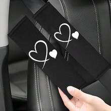 2pcs Car Heart-Shaped Seat Belt Shoulder Pads - Comfortable & Durable All-Season Use, Suitable For Driver & Passenger, Adjustable Seat Belt, Fashionable Car Interior Accessory - A - View 4