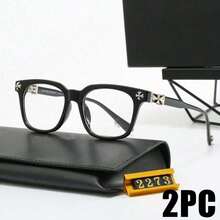 1pc Vintage Square Frame Glasses Men And Women, Non-Prescription Eyewear, PC Lens And Frame, Blue Light, Includes Cleaning Cloth, Photo Props - 彩色 - 查看 13