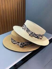 1pc Women's Straw Hat Bohemian Polyester Fashion Outdoor New Style Wide Brim Personalized Sun Protection Breathable Solid Color Straw Hat Suitable For Daily Outdoor Use - Multicolor - View 8