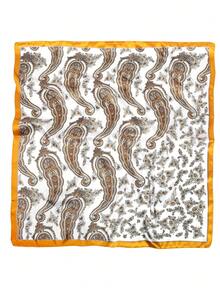 1 Stück Damen Paisley Muster 90cm Seidenschal Mode Kopftuch Haarbandana Strandurlaub Musikfestival Accessoire - Gelbes und weißes Paisley-Muster - Übersicht 5