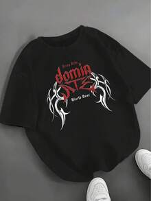 para Mujer - Camiseta de Concierto Negra con Letras Rojas y Blancas, Camiseta Suave Casual para el día a día para el tour Dominion, Ropa de Fan Lavable a Máquina, Camisetas de Concierto2026 - Negro - Ver 1