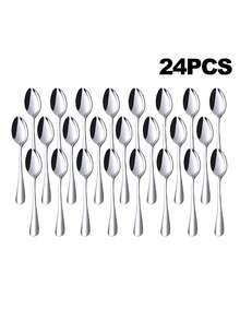 2/4/6/12pcs Stainless Steel Coffee/Tea/Dessert Spoons, Suitable For Kitchen, Hotel, Cafe - Silver - View 9