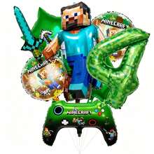 New Square World Steve Pixel World MC Theme Party Digital Balloon Set Birthday Party Decoration Balloons - View 9
