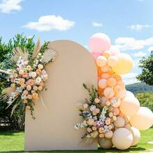 1pc Beige Arch Backdrop Cover, Double-Sided Elastic Fabric, Multiple Sizes Available. Suitable For Various Theme Party & Banquet Decor, Wedding Atmosphere Background Decoration, Home Gathering, Costume Party, Bachelor Party, Gender Reveal Ceremony, Christmas, Halloween, Bridal Shower, Valentine's Day Decoration, Versatile For Various Occasions/High Elasticity/Reusable - 1 Beige - View 7
