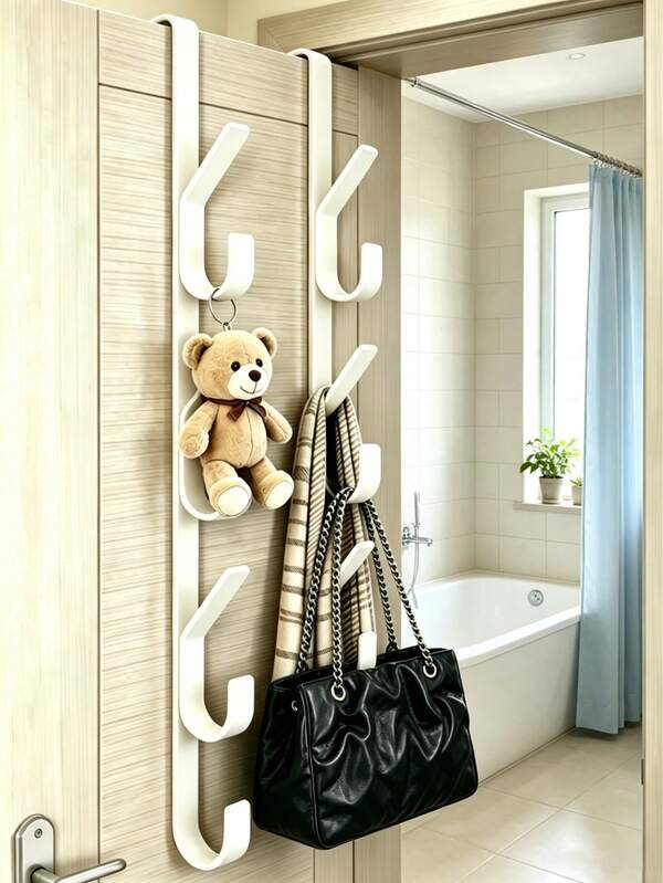 OBOVAY 1 pieza Gancho de puerta de cocina multifuncional reforzado, gancho de perchero de almacenamiento con diseño vertical, colgador de puerta de acero al carbono resistente, decoración de habitación, decoración del hogar, decoración de baño, para dormitorios, baños, cocinas, entradas, salas de estar, apartamentos, dormitorios, jardines