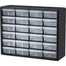 Plastic Storage Cabinet For Garage Organization, Bead Organizer, Building Bricks Storage, Teacher Toolbox, Makeup Organizer, 20" W X 6" D X 16" H, 10124 - Black - View 1