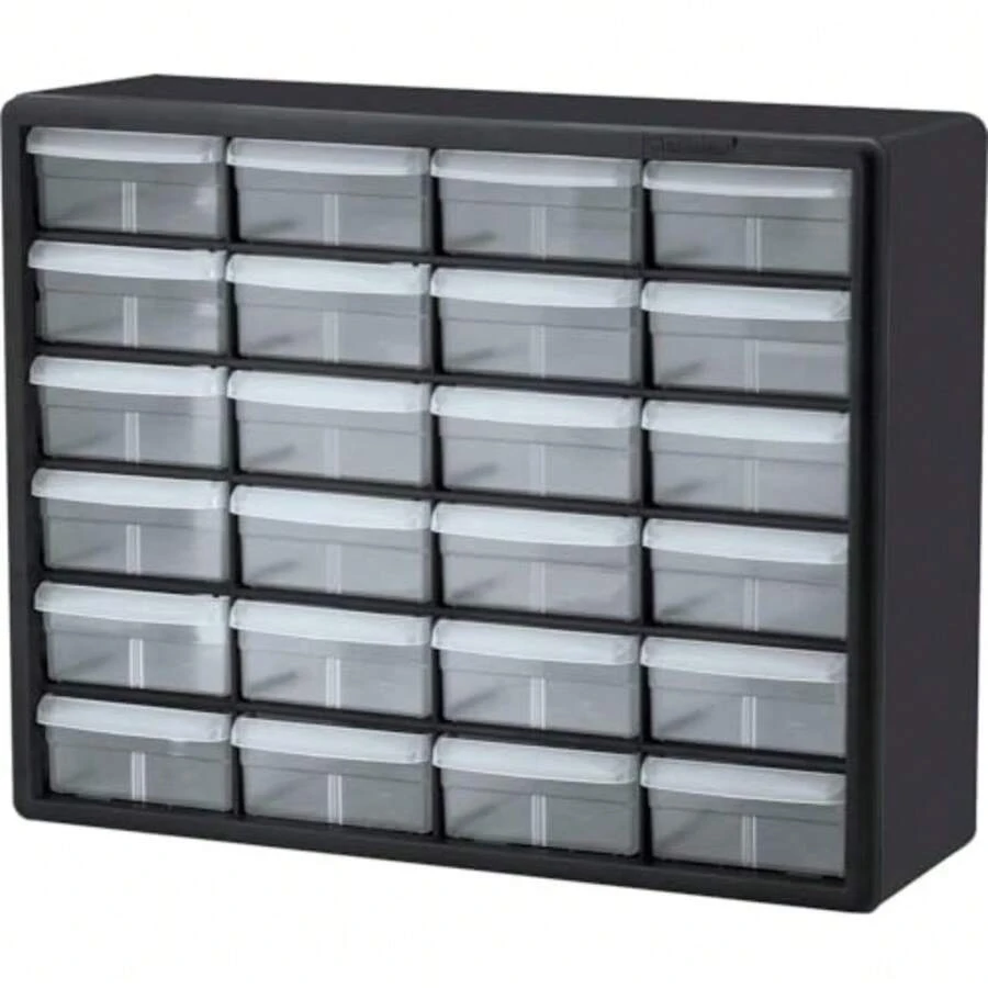 Plastic Storage Cabinet For Garage Organization, Bead Organizer, Building Bricks Storage, Teacher Toolbox, Makeup Organizer, 20" W X 6" D X 16" H, 10124 - Black - View 1