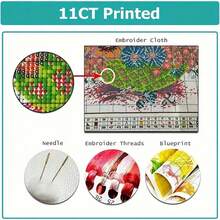 1 Set 46cm/18.11inch Ghost Cupcake Semi-Finished Cross Stitch Kit, DIY Needlework Materials, 11CT Printed Cross Stitch Decor Painting, Creative Handmade Gift, Full Home Decor Craft Set, Frame Not Included - Halloween Ghost Cupcakes - View 11