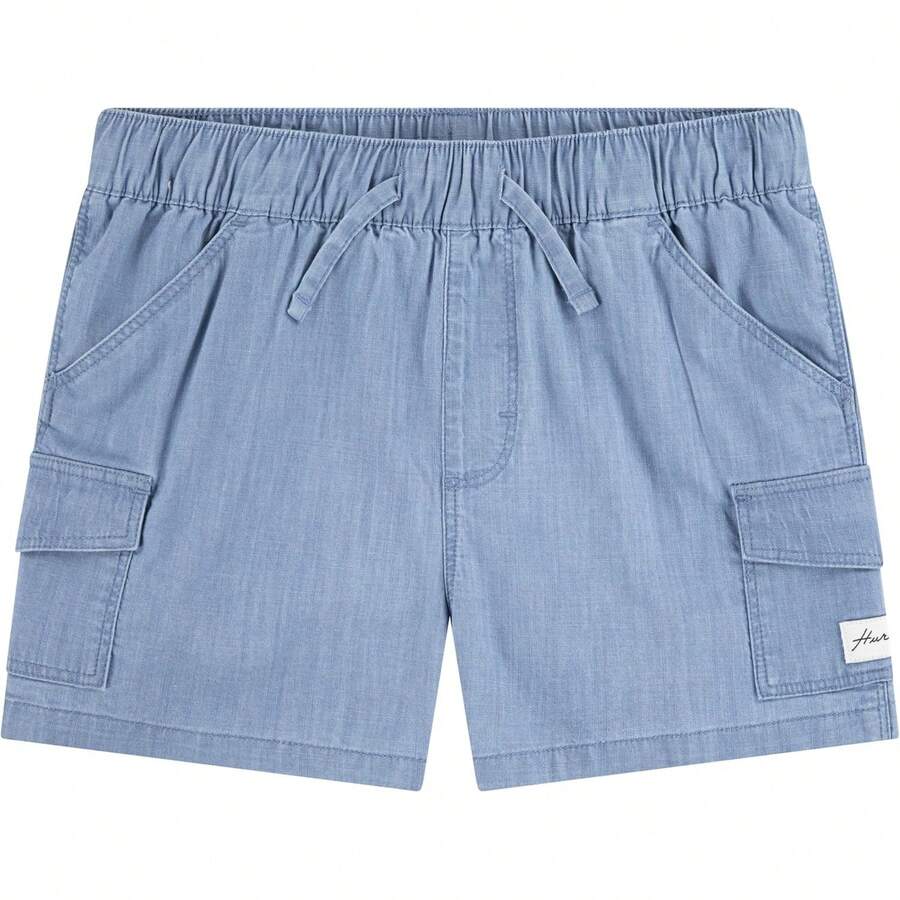 Hurley Girls' Pull On Cargo Shorts - Light Chambray - View 1