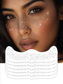Glitter Freckles, Gold/Silver Temporary Face Tattoos Stickers,Halloween Makeup, Body Face Glitter For Women Girls, Country Concerts Singer Festival Rave Accessories - Multicolor - View 5