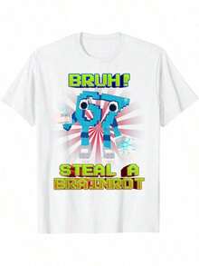 67 Seis Siete 6-Divertido Brainrot Para Niños Adolescentes Camiseta - Blanco - Ver 1