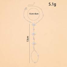 1pc Hexagram Linked Bracelet Niche Design Sparkling Rhinestone Back Of Hand Chain Minimalist Hand Jewelry - one-size - View 2
