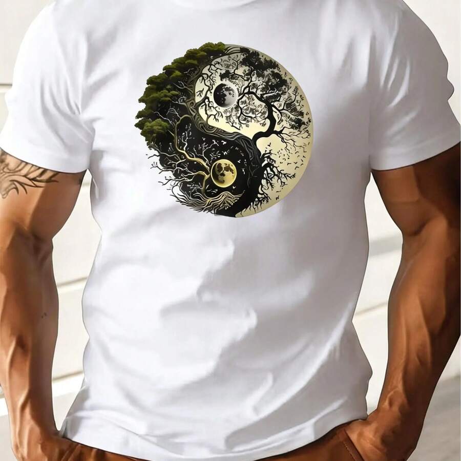 Pa Cultural, Unisex Round Neck T-Shirt, Casual Top, 100% Cotton, Summer Casual Round Neck T-Shirt, Perfect Gift For Friends And Family, Casual And Loungewear. - 白色 - 查看 1