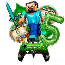 New Square World Steve Pixel World MC Theme Party Digital Balloon Set Birthday Party Decoration Balloons - View 1