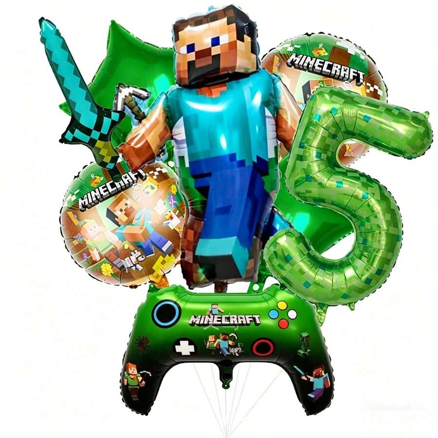 New Square World Steve Pixel World MC Theme Party Digital Balloon Set Birthday Party Decoration Balloons - View 1