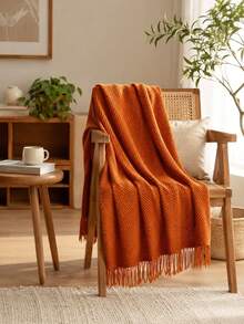 1 pièce Couverture tricotée kaki, couverture de canapé de style nordique en acrylique rectangulaire pour sieste au bureau, couverture de climatisation, petite couverture tricotée, châle, jeté de lit, chemin de lit - caramel de grains de maïs - Voir 1
