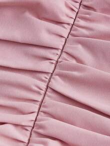 MOD Vestido largo negro para una cita nocturna con detalle plisado sólido en el lateral cruzado y escote de frenillo - Rosa Fucsia - Ver 5