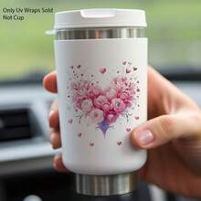 12pcs/Set Patterns Valentine's Day Floral Heart UV DTF Packaging Decals- Self-Adhesive Transfer Paper, Suitable For Mugs, Glasses, Bottles, And DIY Crafts, PVC Material, Romantic Floral HearDesign, Perfect For School Supplies And Art Projects - Multicolor - View 11