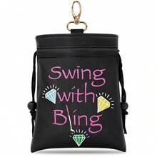 1PC Diamond Letter Design Golf Bag With Drawstring Closure, Portable And Durable Faux PU Golf Ball And Tee Storage Bag, Ideal For Golfers - Multicolor - View 11