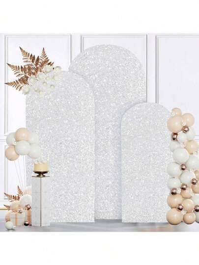 5ft/6ft/6.6ft/7.2ft Round CHIARA Sequin Arch Backdrop, Suitable For Wedding, Birthday Party, Photography Decoration (Arch Frame Not Included)