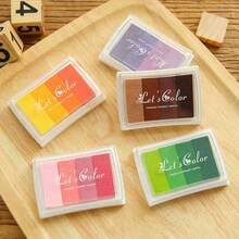 Almohadilla de tinta arcoíris multicolor, almohadilla de tinta lavable para dedos, almohadilla de tinta para sellos de goma, almohadilla de tinta para manualidades, adecuada para papel, madera, tela, color aleatorio - Varios estilos - Ver 1