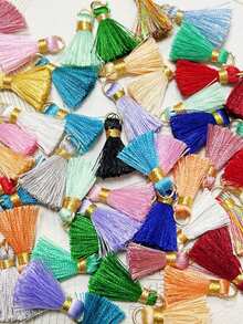 50pcs Colorful Mini Tassel Pendants, Earrings, Bracelets, Keychains, Handmade DIY Jewelry Accessories Decorations - Multicolor - View 2