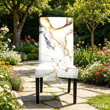 4pcs/6pcs Gold Marble Pattern Digital Print Chair Covers, Removable And Washable Chair Cover Set, Soft And Elastic Chair Seat Dust-Proof Protective Cover, Suitable For Dining Room, Kitchen, Banquet Hall, Restaurant, Bedroom, Office, Living Room, Dormitory, Home - Multicolor - View 6