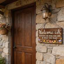 1pc Decorative Art Welcome Wooden Sign, Multipurpose Rustic Farmhouse Hanging Plaque With Colorful Flowers, Home Wall Decor For Porch And Entryway - One Size Fits All - View 1