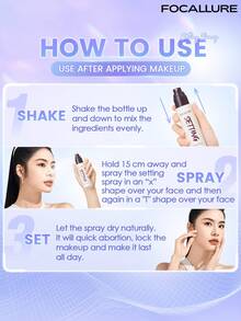 FOCALLURE 65ml Perfect Long-Lasting Setting Spray, Ultra-Fine Mist Non-Sticky, Hydrating Oil-Control, Sweat-Resistant Smudge-Proof Non-Drying Non-Sticky, Suitable For Multiple Occasions, Skin-Friendly Formula, Daily Makeup Essential - 65ml - View 9