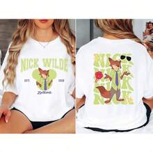 Disney World Zootopia Nick Wilde Shirt Four Seasons New Style Unisex Casual Pure Cotton T-Shirt - 2-JCS-2 - 查看 1