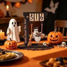 1pc Cute Ghost Swinging Desktop Decoration Halloween Wooden Reading Tracker Ghost Pumpkin Reading Counter Decoration Desktop Decoration Suitable For Wall Decoration Bookshelves, Coffee Tables, Living Rooms, Bedrooms, Creative Gifts - Multiple Styles - View 4
