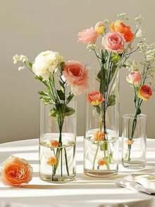 3/4/6/24pcs Glass Cylinder Vase Set, Transparent Vase, Hurricane Style Floating Candle Holder, Suitable For Dining Table Decor, Wedding Home Decor, Rama Decor, Hurricane Style Floating Candle Holder Vase, Suitable For Dining Table Decoration, Artistic Floral Arrangement, Party, Home Dining Table Decor, Wedding Party Centerpiece Decoration And Home Decor Cylinder Vase For Making Centerpieces, - A - View 7