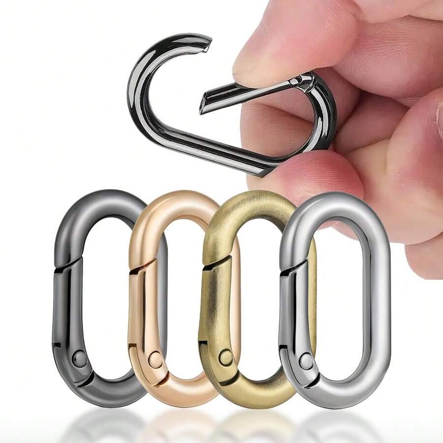 HSDOUBLE 5pcs Oval Metal Spring Hook Keychains, Suitable For Keyring Lanyards, Pet Collar Buckles, Wallet Keyring Replacement Parts