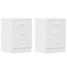 vidaXL 2X Nachtschrank 3 Schubladen Nachttisch Nachtkonsole Nachtschränckchen Nachtkommode Couchtisch Weiß 38x35x56cm Holzwerkstoff - White - View 3