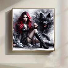 1 pièce [30*30cm/11.8*11.8in][40*40cm/15.7*15.7in] Kit de peinture de diamant acrylique 5D, motif beauté et loup, convient aux débutants adultes pour l'art de mosaïque de diamant DIY, peinture de diamant faite main avec perçage complet, applicable pour la décoration murale du salon, de la chambre, du bureau, cadeau de décoration de maison surprise pour la famille et les amis - Pas de cadre - Voir 3