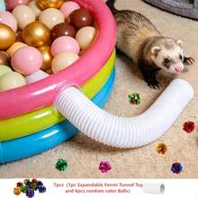 7pcs Set (1 Retractable Hamster Tunnel Toy And 6 Random Color Balls), Lightweight And Foldable, Suitable For Small Pets, Interactive Hide And Seek Game, Spring Gift, Battery Not Included. - 1pc Grass Flavor - View 7