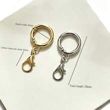 1pc Double-Button Electroplated Lobster Clasp Metal Jewelry Bag Charm Accessory, Fur Ball Pendant Ring, Detachable Spring Ring Hook For Keys, Dolls, Pendants And Small Items, DIY Short Chain Bag Strap Connector - Multicolor - View 6