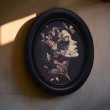 1pc Gothic Style 3D Black No-Drill Oval Photo Frame With Butterfly Pattern, Unique Design, Suitable For Home Decor, Office Decor And Holiday Decoration, Replaceable Photo - 2 - View 6