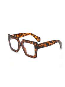 1 Pair Fashionable Women's Non-Prescription Square Frame Glasses, Suitable For Travel And Daily Wear - Clear - View 5