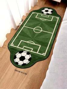 1pc Sports Football Field Shaped Plush Asymmetrical Rug For Living Room Sofa Area, Sports Style Grass Green Football Field Shaped Decorative Rug For Lounge Game Area, Football Theme Simulated Field Asymmetrical Pattern Plush Rug For Bedroom Bedside - Multicolor - View 15
